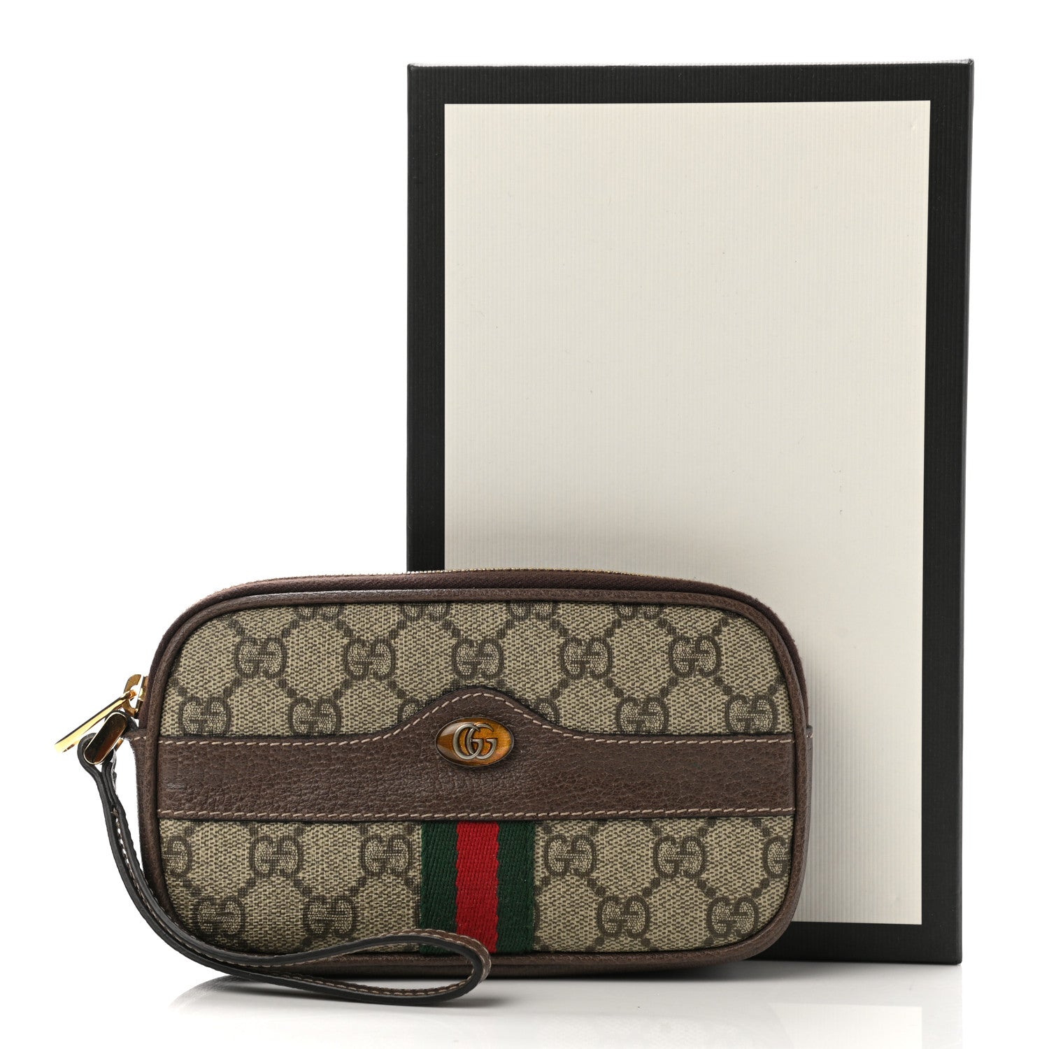 Gucci GG Supreme Monogram Ophidia Phone Case Wristlet Brown 10 of 10