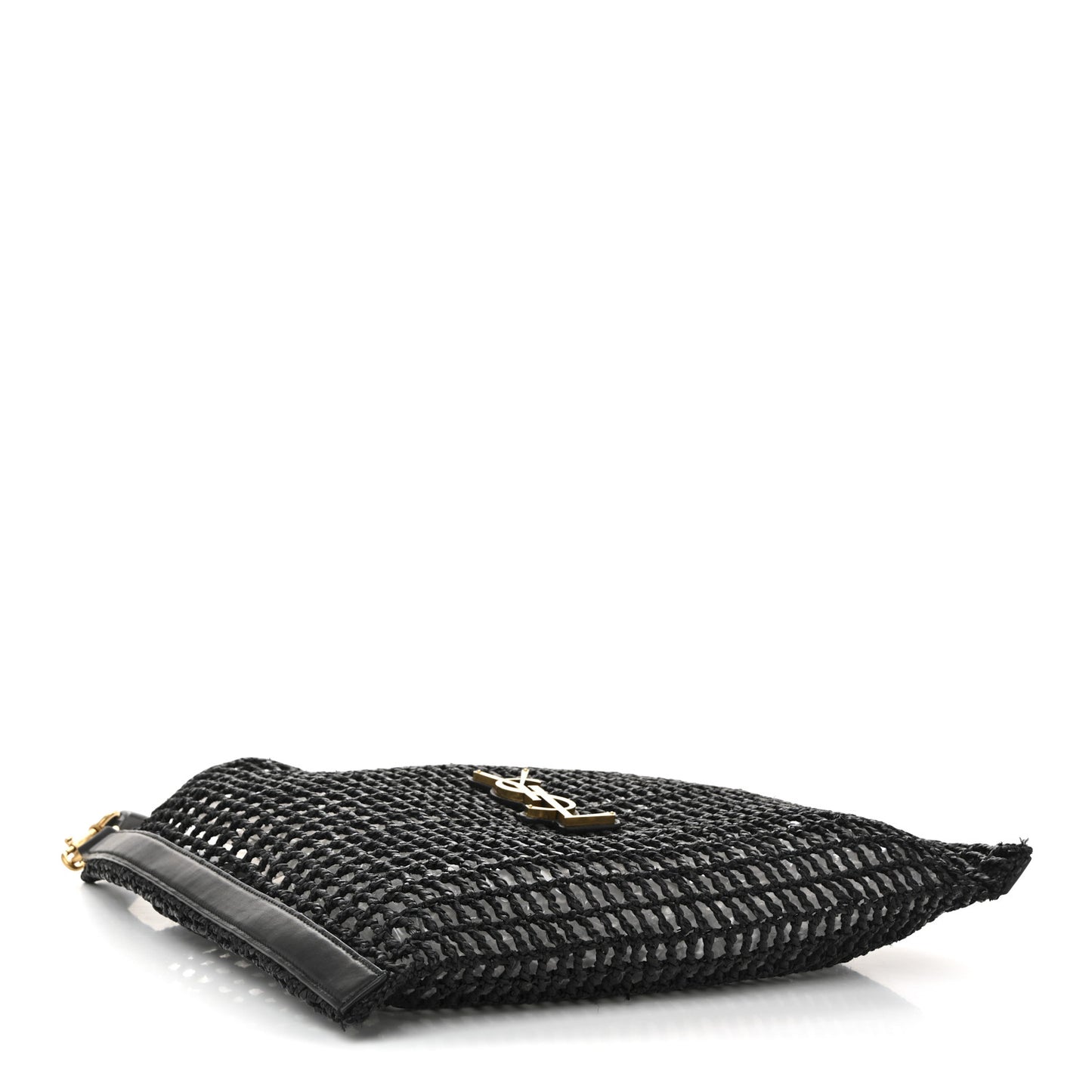 Raffia Calfskin Oxalis Shoulder Bag Black