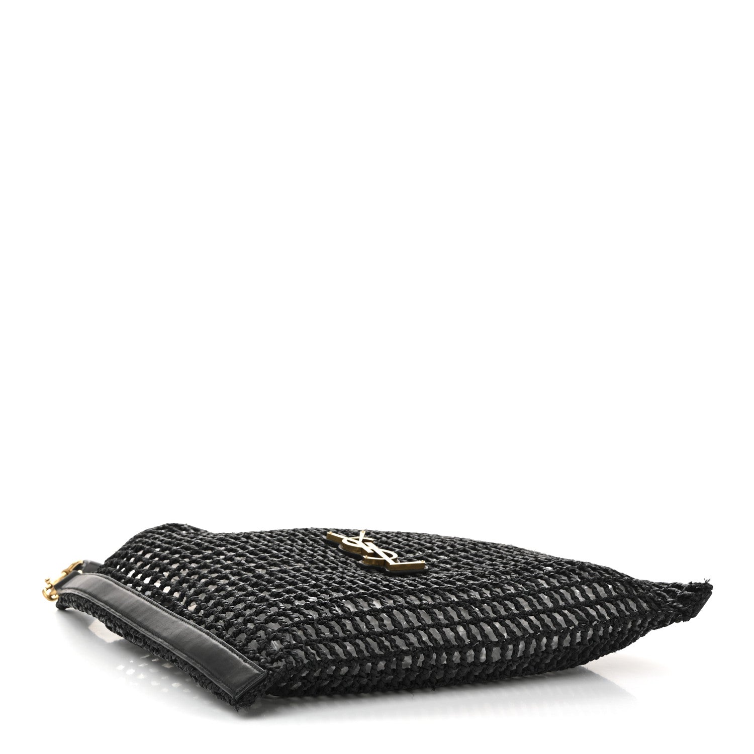 Saint Laurent Raffia Calfskin Oxalis Shoulder Bag Black 4 of 10