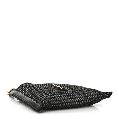 Saint Laurent Raffia Calfskin Oxalis Shoulder Bag Black 4 of 10