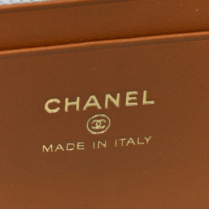 Chanel Washed Denim Calfskin Quilted Top Handle Slim Vanity Case With Chain Blue Brown 6 of 11