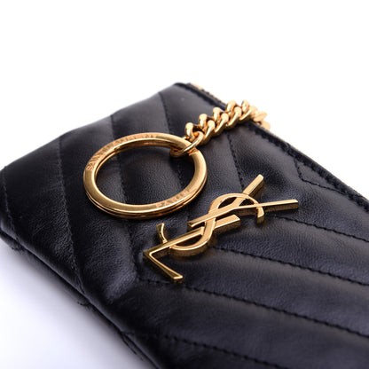 Saint Laurent Calfskin Matelasse Monogram Key Pouch Black 10 of 12