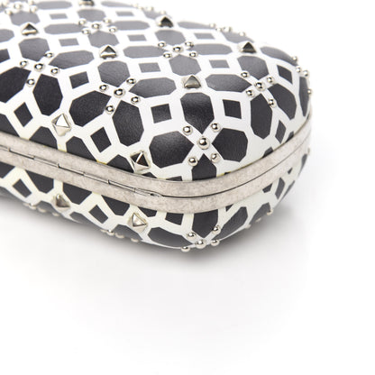 Alexander McQueen Lambskin Studded Skull Box Clutch Ivory Black 8 of 9