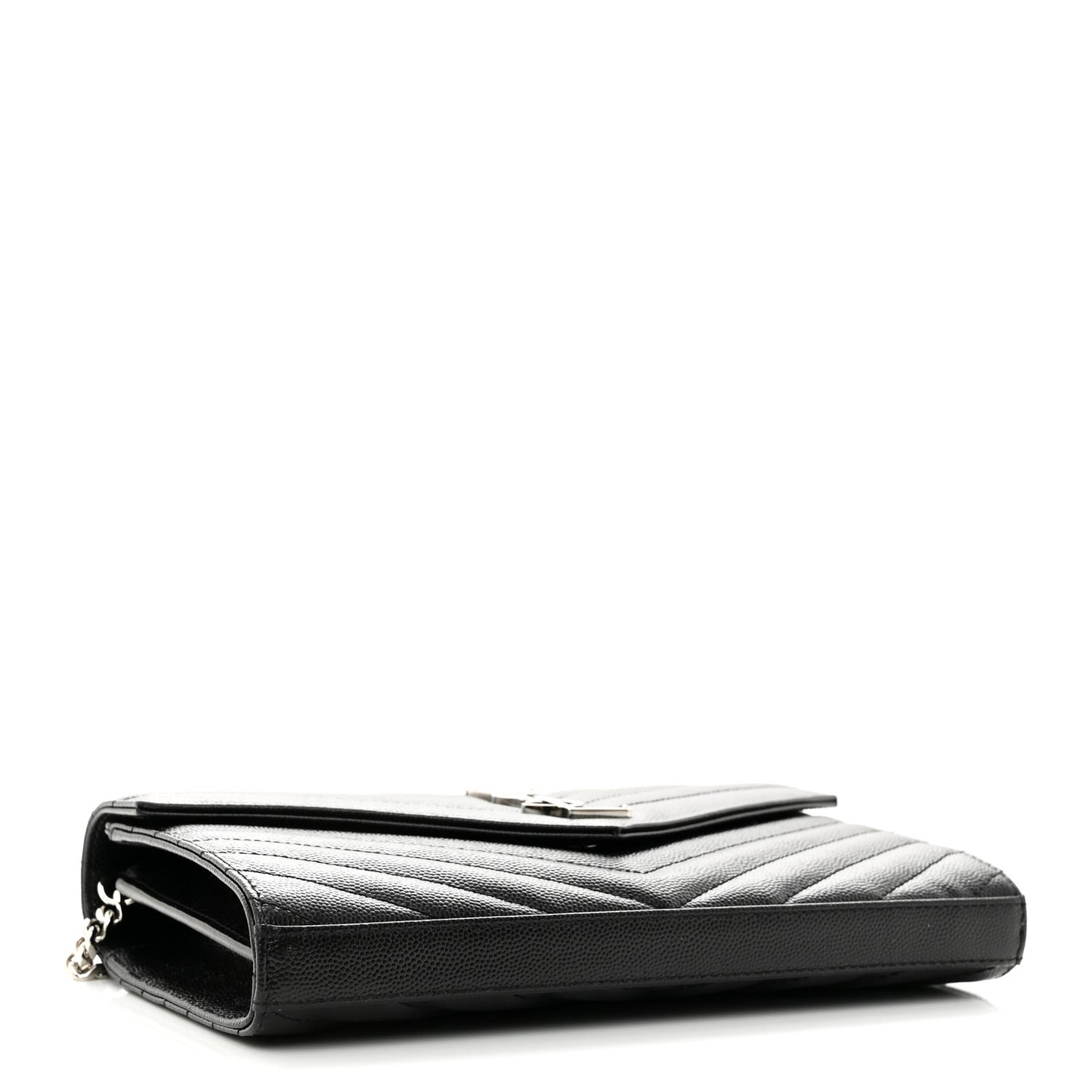 Grain De Poudre Matelasse Chevron Monogram Chain Wallet Black