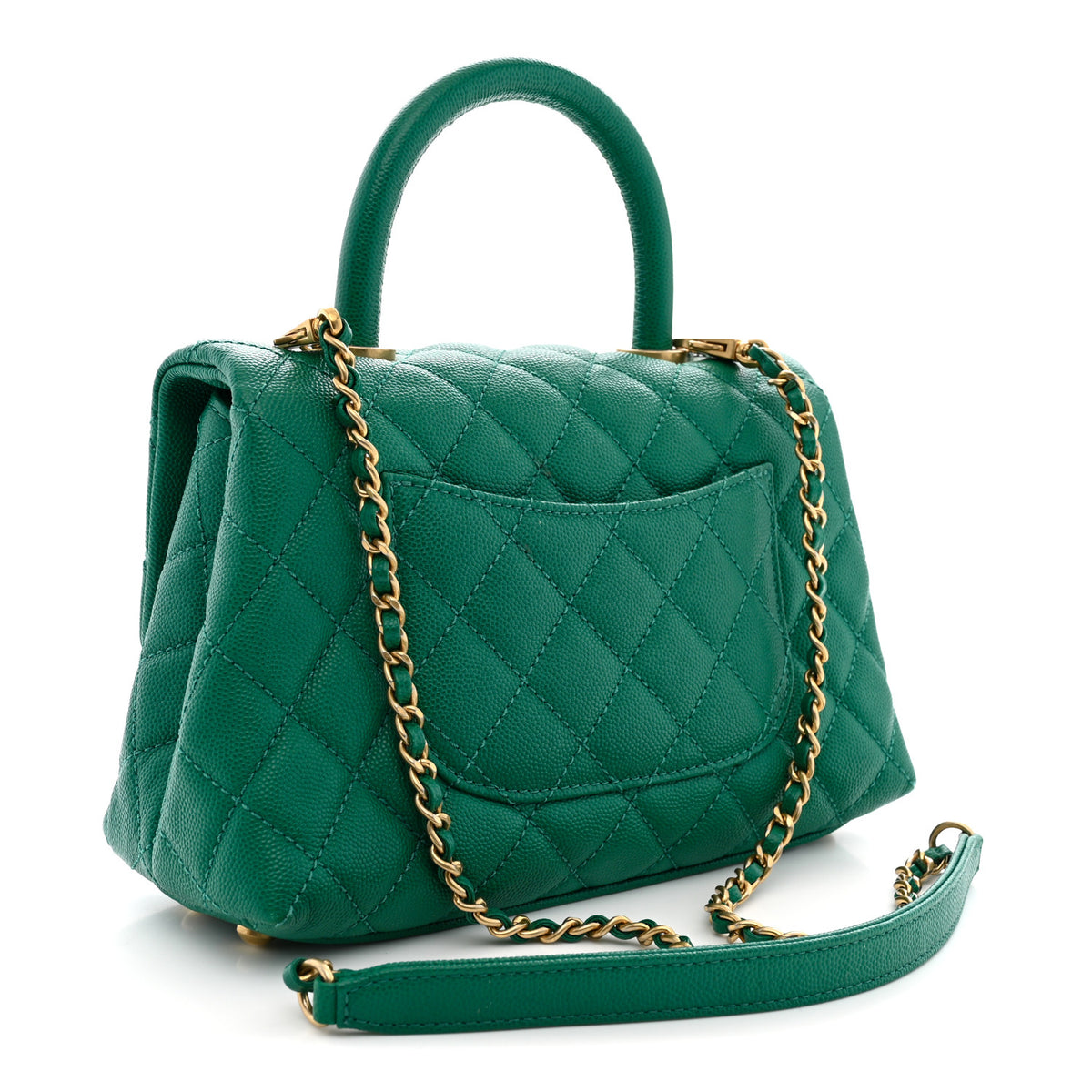 Chanel Caviar Quilted Mini Coco Handle Flap Green 3 of 11