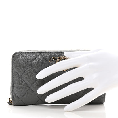 Chanel Caviar Quilted Small French New Wave Zip Around Wallet Grey 2 of 10