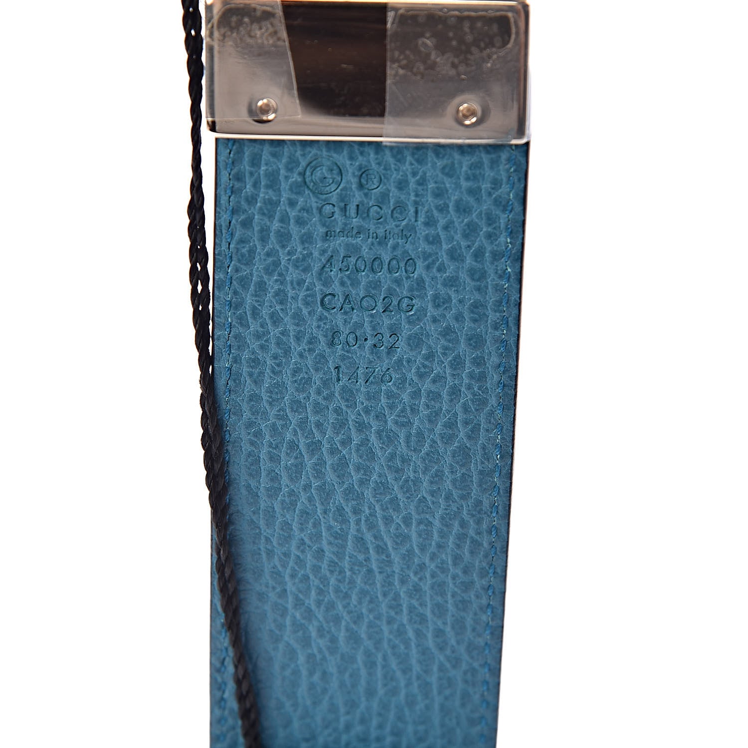 Gucci Dollar Calfskin 1973 Reversible Belt 80 32 Black Deep Cobalt 6 of 6