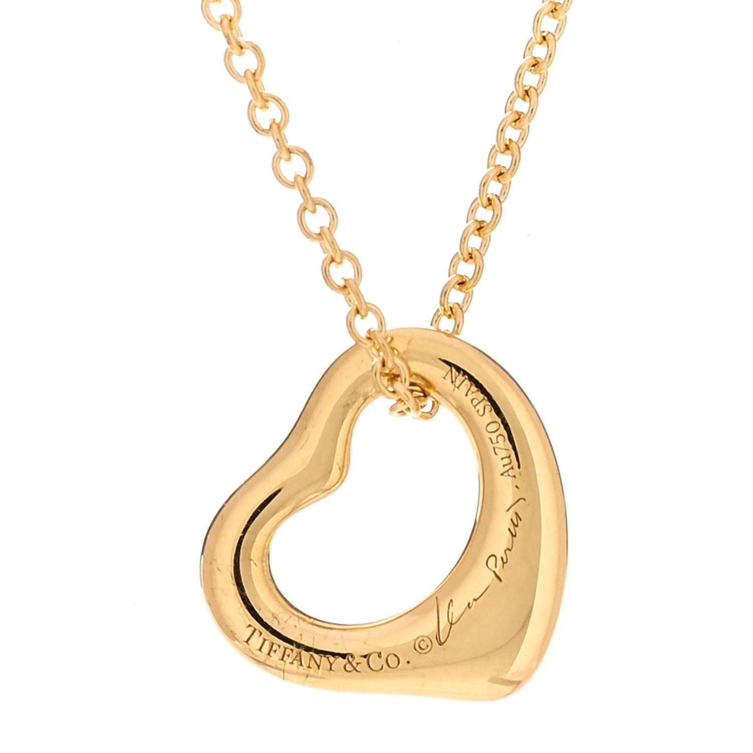 Tiffany 18K Yellow Gold 11mm Elsa Peretti Open Heart Pendant Necklace 4 of 4