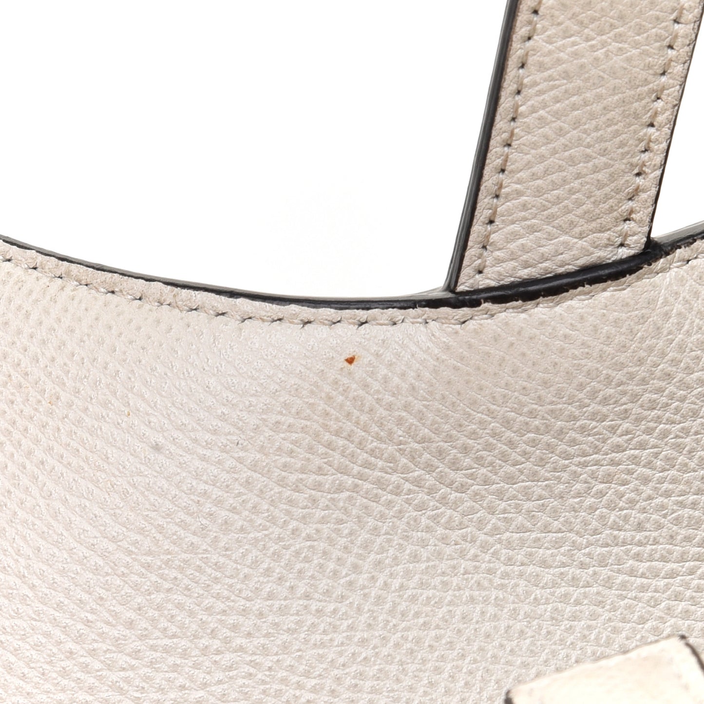 Grained Calfskin Mini Saddle Bag White