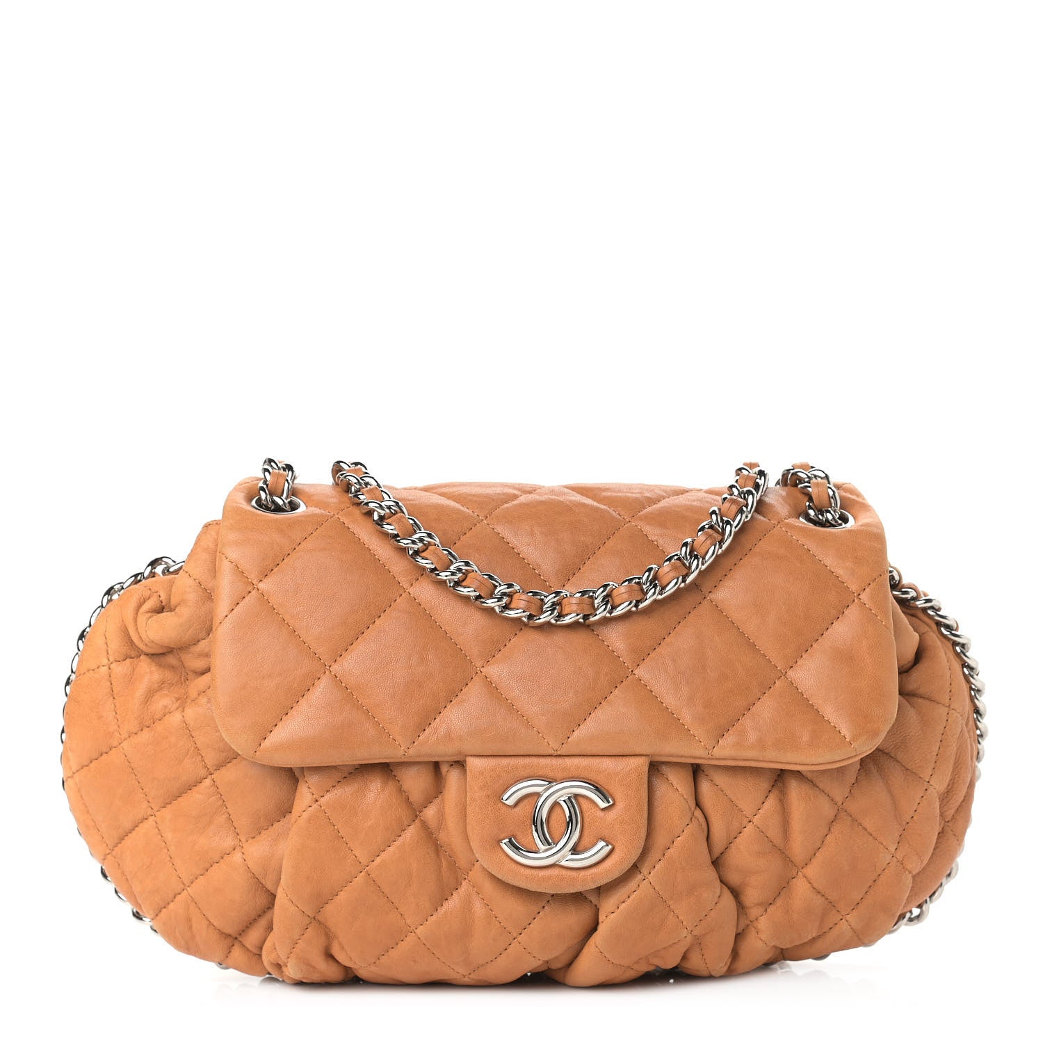 Chanel Washed Lambskin Quilted Large Chain Around Messenger Dark Beige 1 of 11