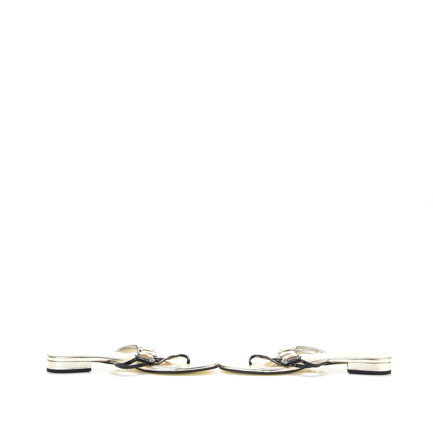 Valentino Garavani Patent Crystal Embellished Thong Sandals 38.5 Light Gold 6 of 11