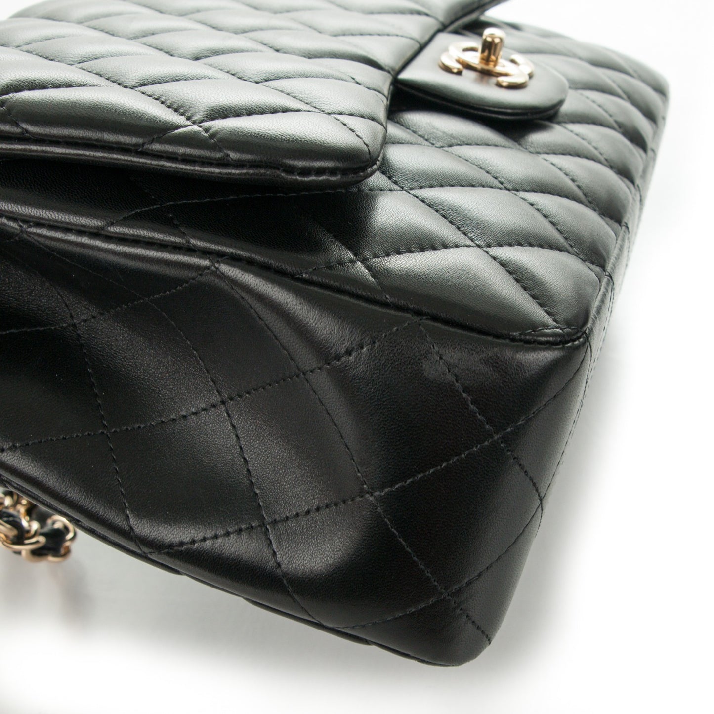 Lambskin Quilted Jumbo Single Flap Black