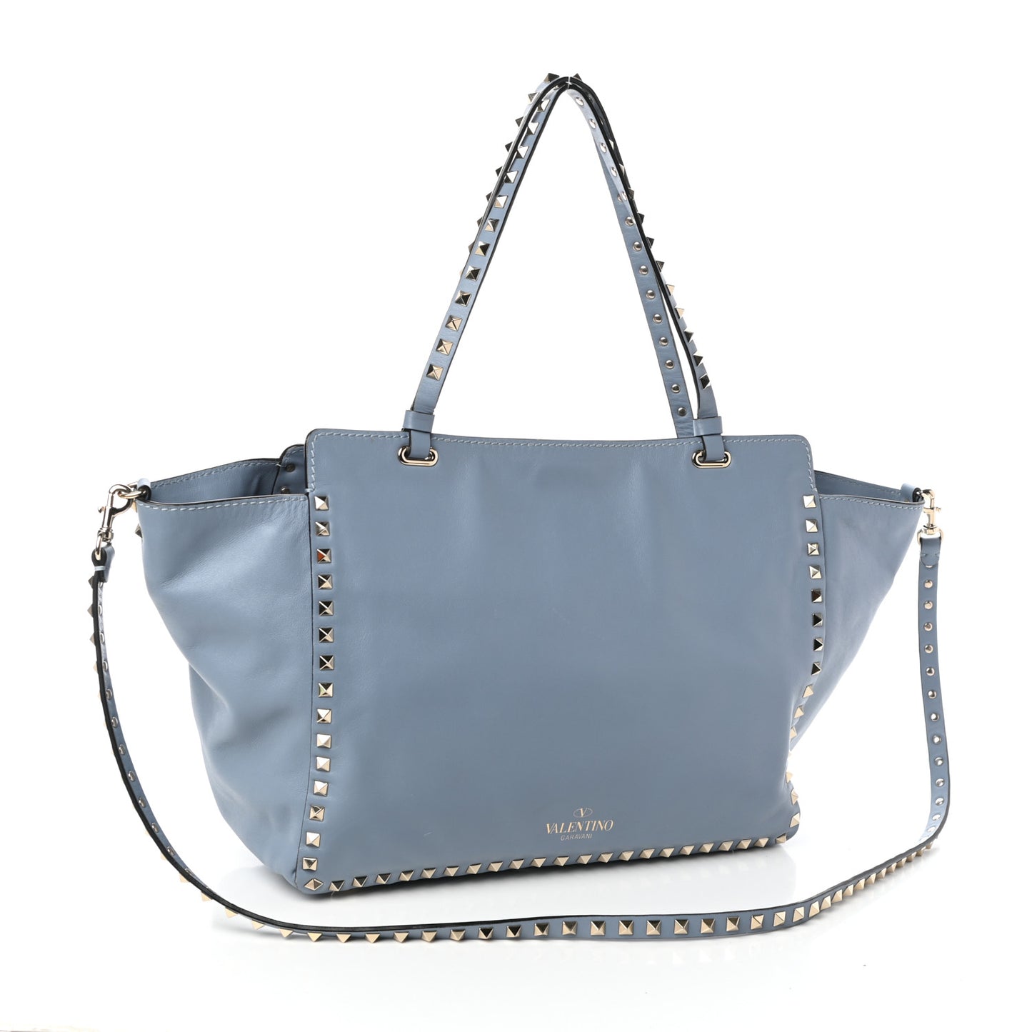 Vitello Medium Rockstud Tote Light Stone