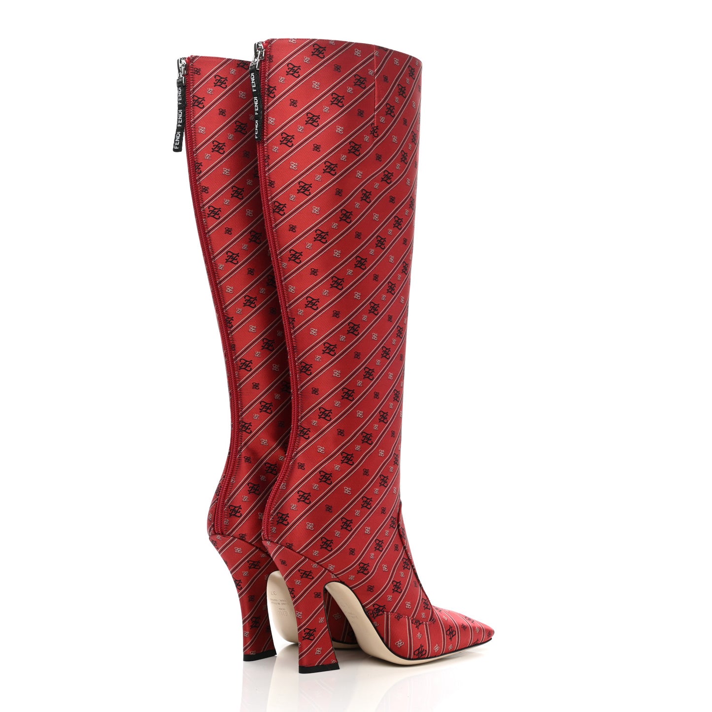 Fabric Jacquard Karligraphy Embroidered FFreedom Knee High Boots 37 Baroque