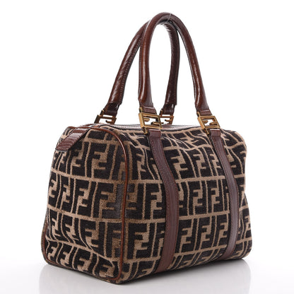 Fendi Velvet Zucca Vitello Small Forever Boston Fango Grigio Bruciato 3 of 7