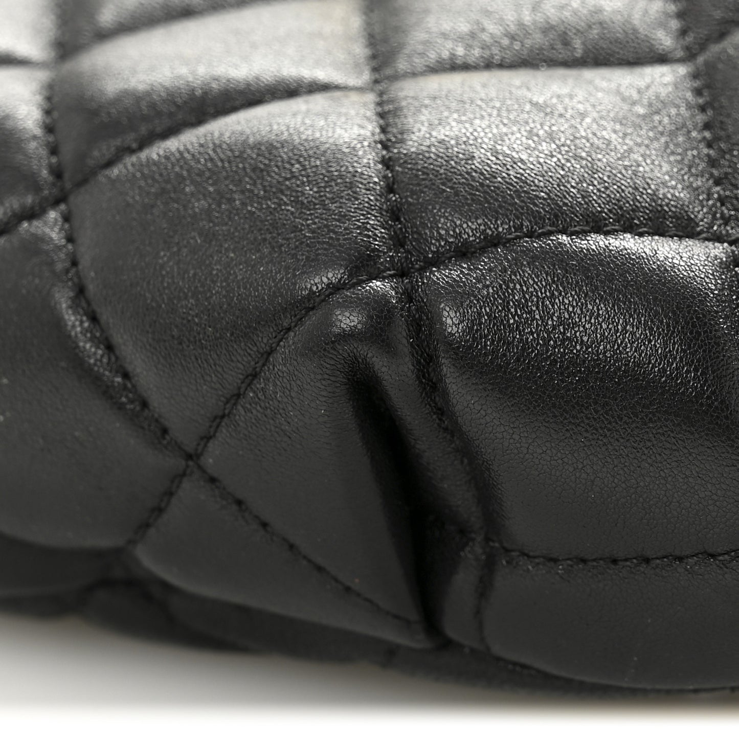 Shiny Lambskin Quilted Belt Bag Black Black