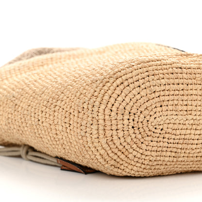 Loewe Calfskin Raffia Anagram Paulas Ibiza Pochette Bag Natural Tan 9 of 11