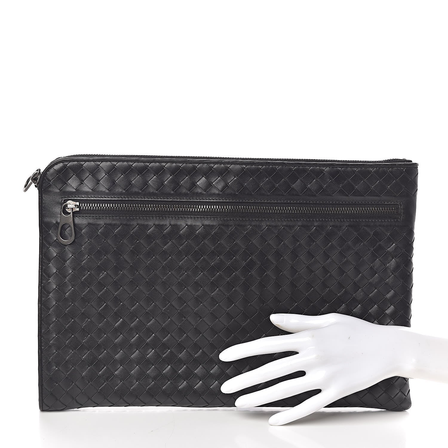 Bottega Veneta Calfskin Intrecciato Small Document Pouch Black 2 of 9
