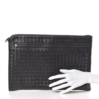 Bottega Veneta Calfskin Intrecciato Small Document Pouch Black 2 of 9
