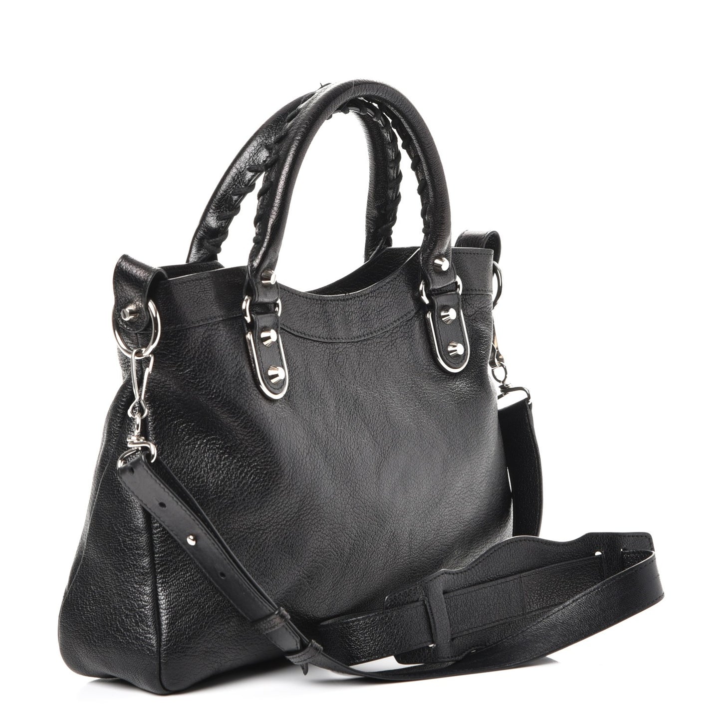Chevre Silver Metallic Edge Hardware Town Black
