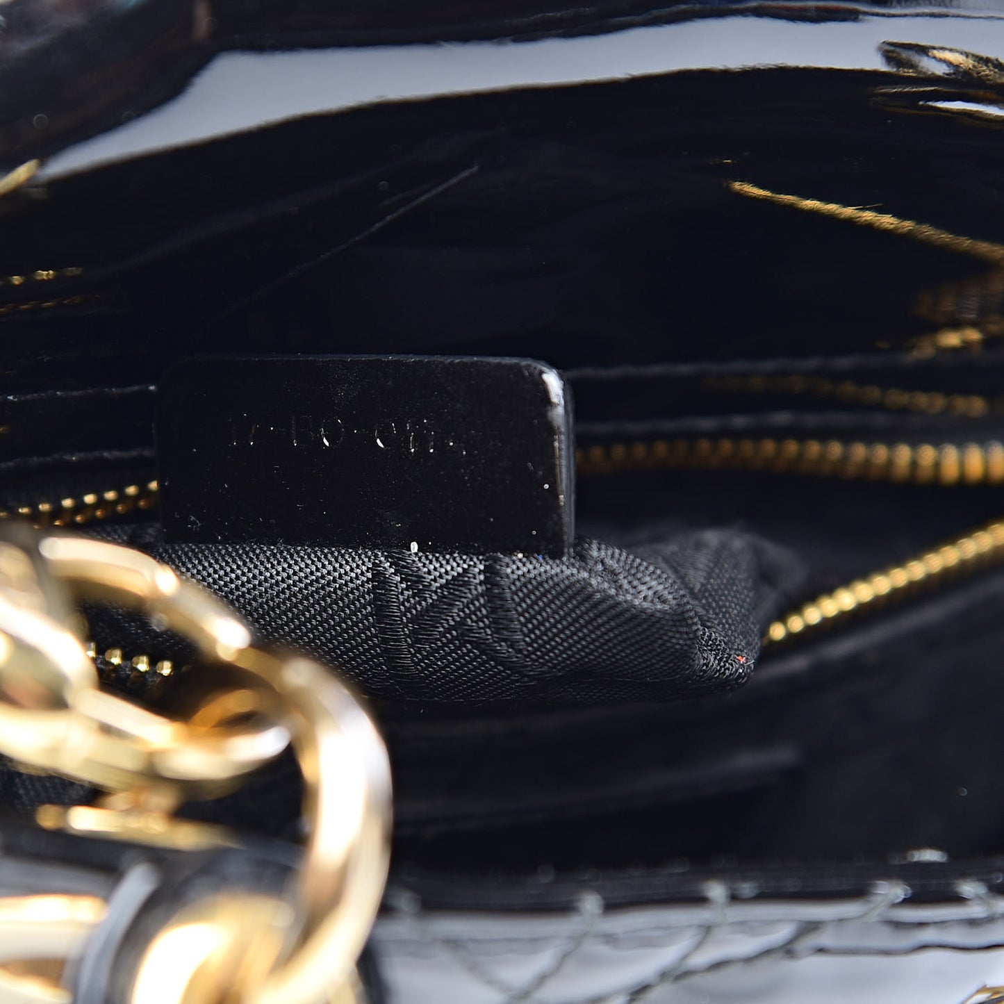Patent Cannage Mini Lady Dior Black