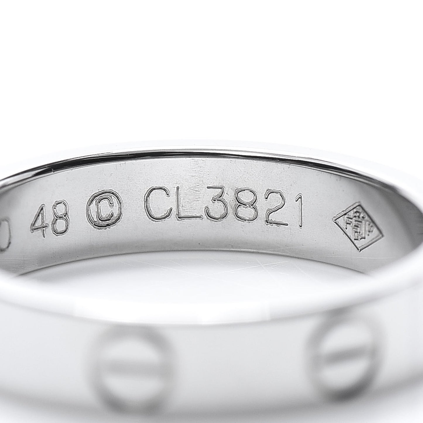 18K White Gold 3.5mm LOVE Wedding Band Ring 48 4.5