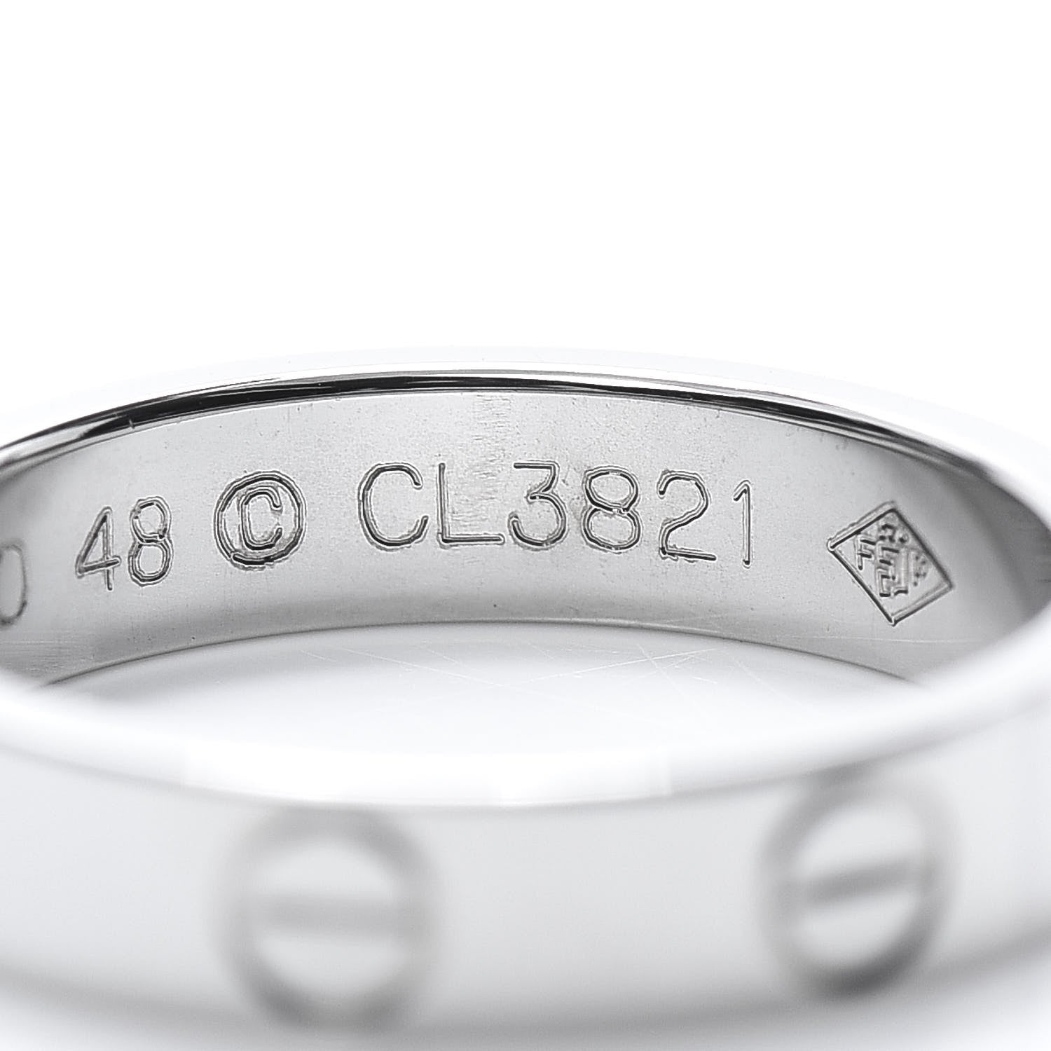 Cartier 18K White Gold 3.5mm LOVE Wedding Band Ring 48 4.5 5 of 5