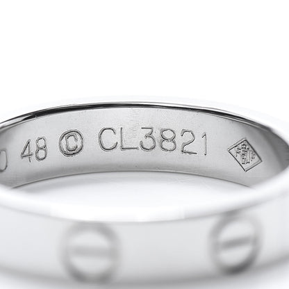 Cartier 18K White Gold 3.5mm LOVE Wedding Band Ring 48 4.5 5 of 5