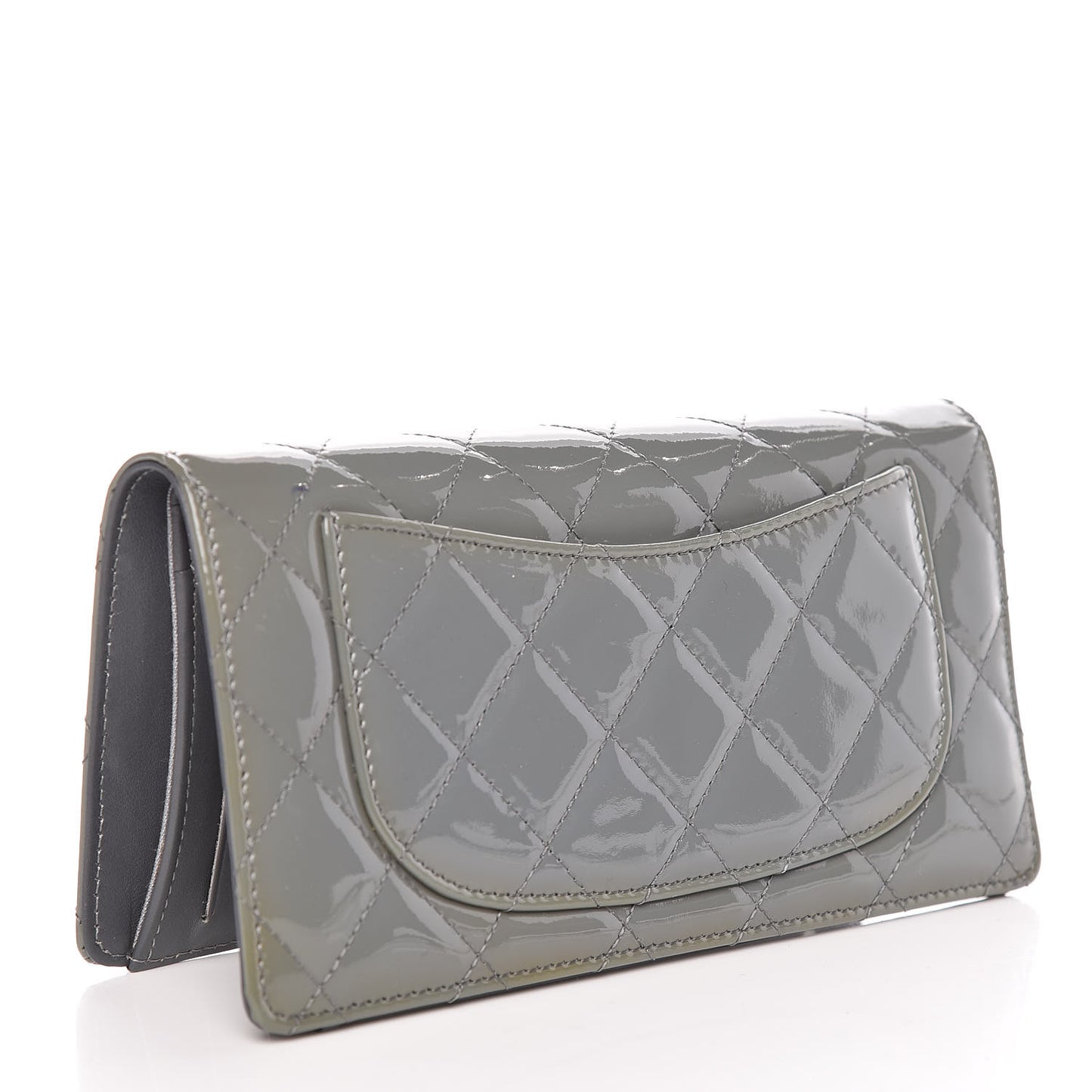 Patent Quilted Yen Wallet Grey