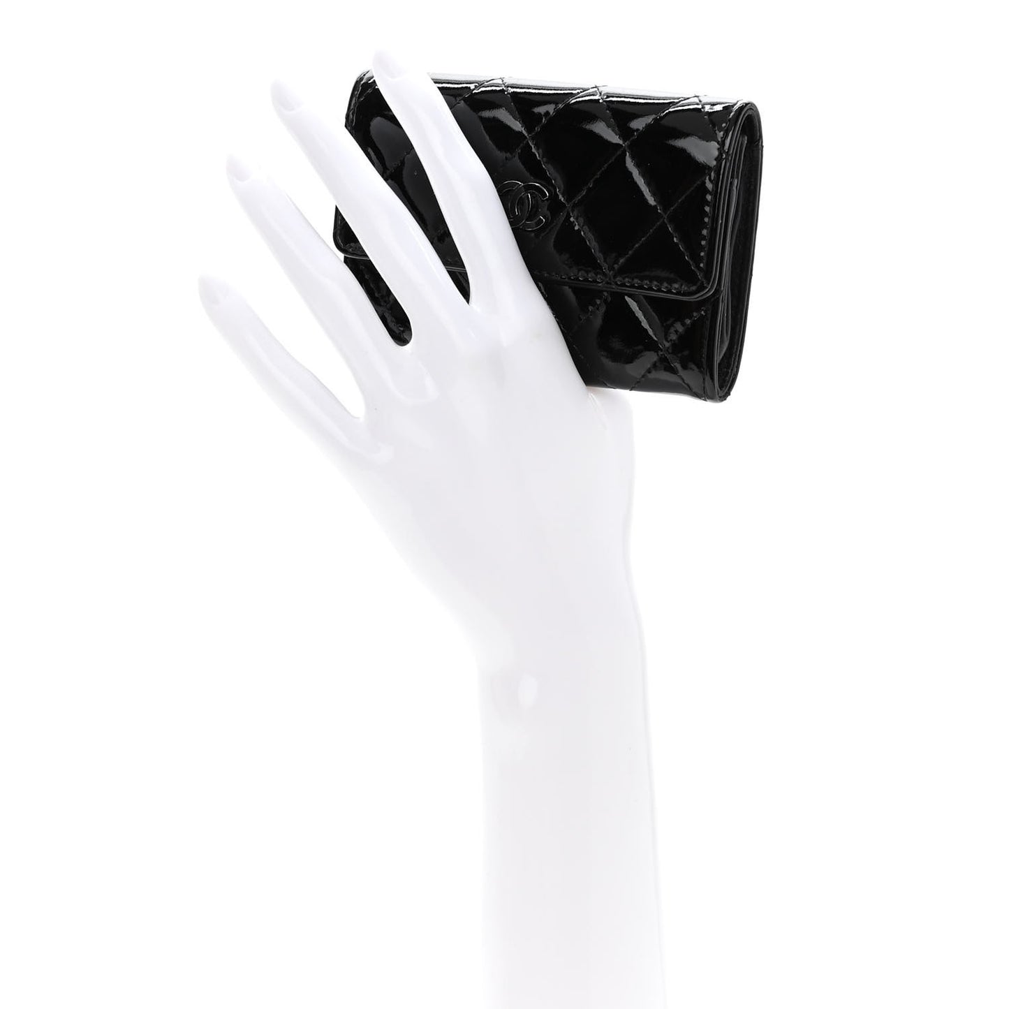 Patent Quilted Flap Card Holder So Black