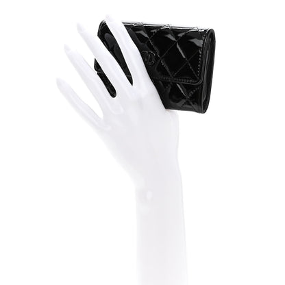 Chanel Patent Quilted Flap Card Holder So Black 2 of 10