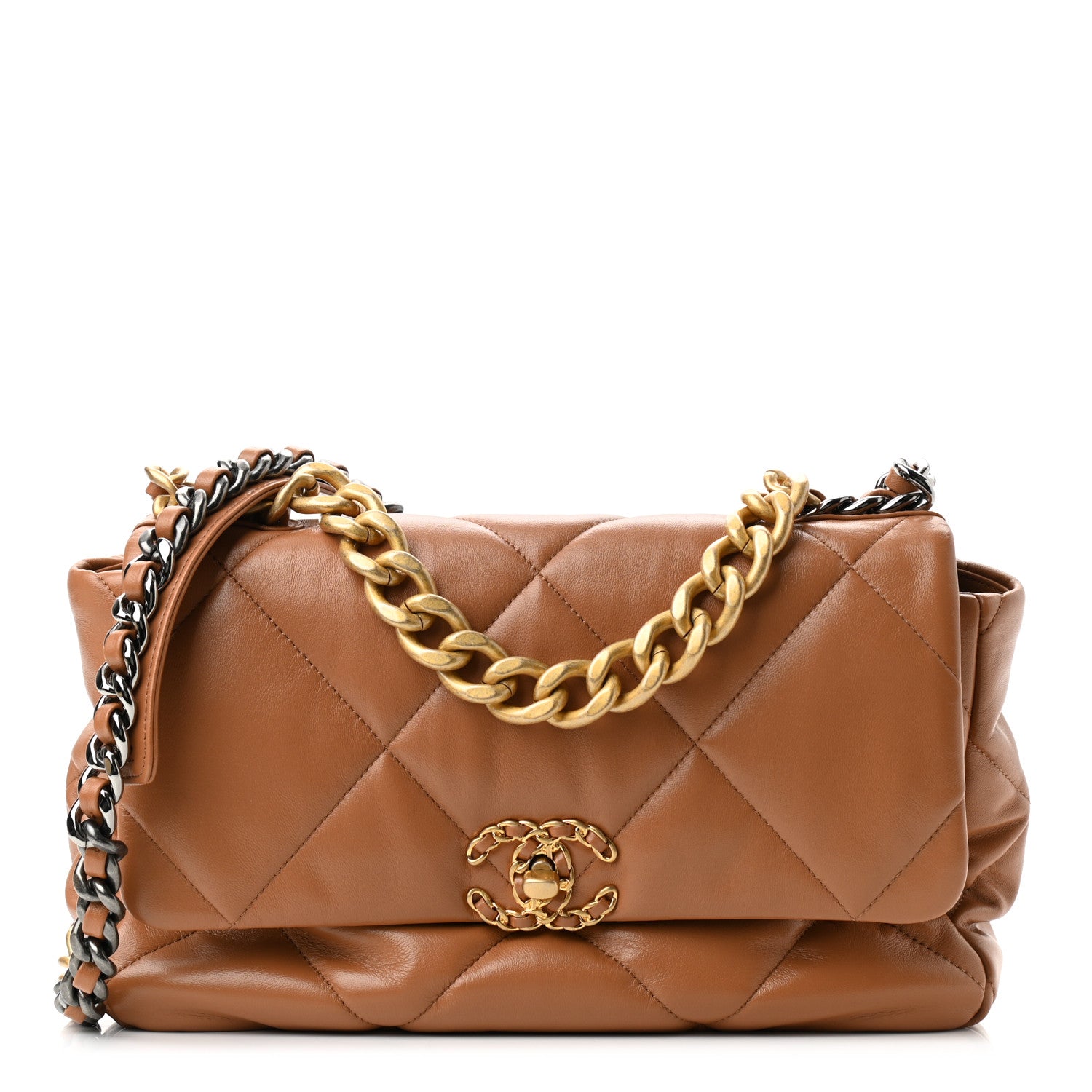 Chanel Lambskin Quilted Large Chanel 19 Flap Brown 1 of 10