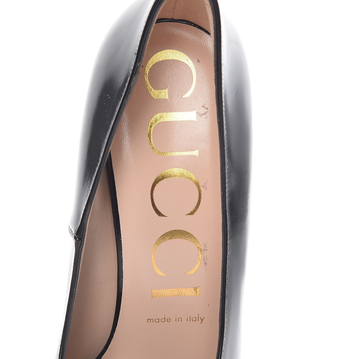 Gucci Polished Calfskin Removable Bee Elaisa Platform High Heel Pumps 39 Black 8 of 10