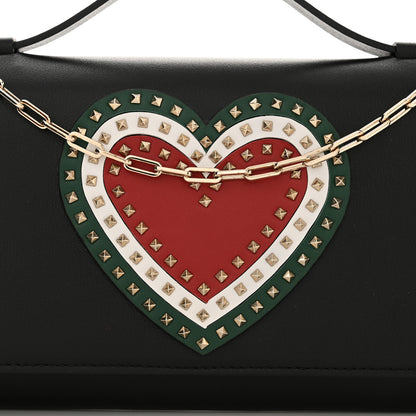 Valentino Garavani Smooth Calfskin Rockstud Heart Wallet On Chain Black Multicolor 9 of 12