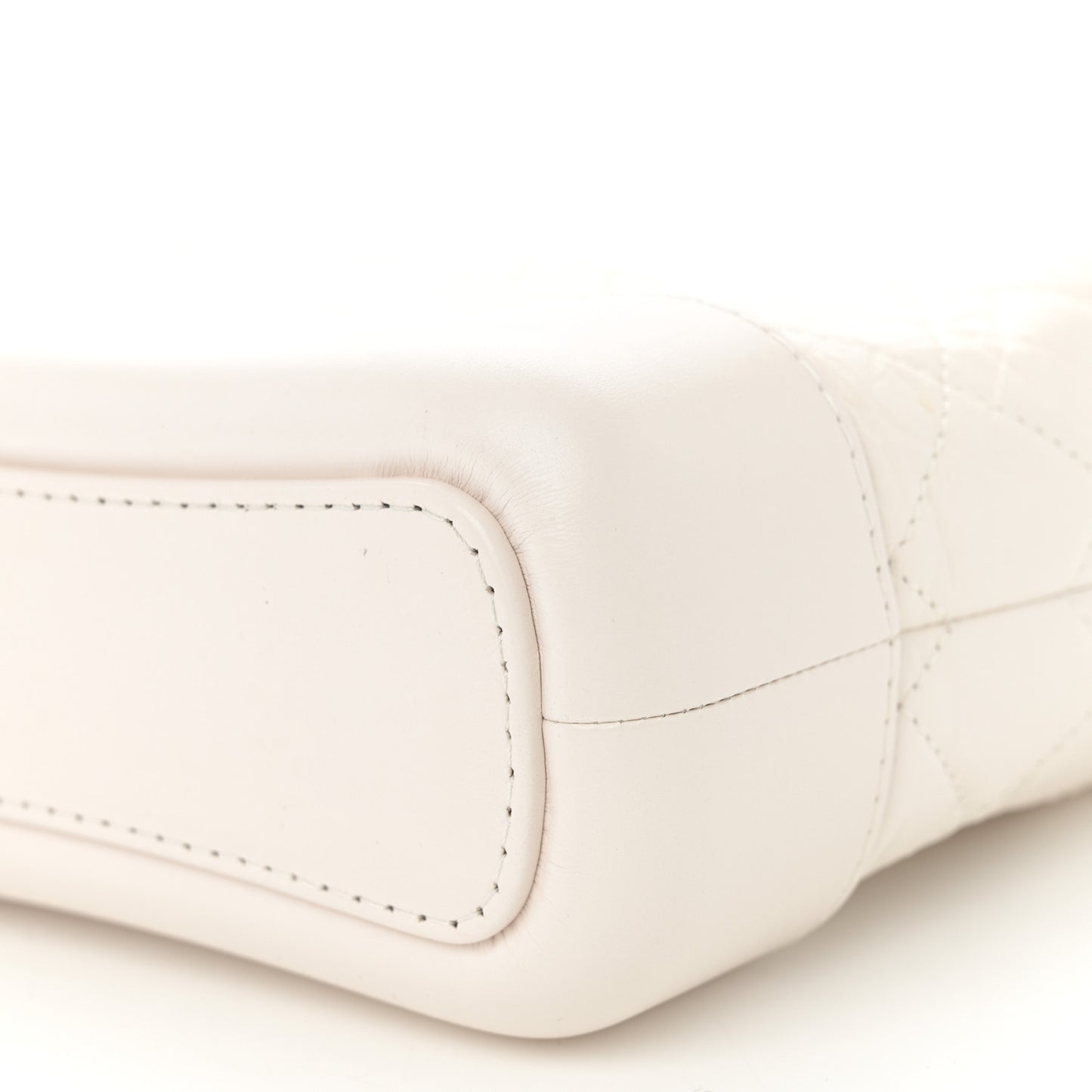 Aged Calfskin Quilted Small Gabrielle Hobo White