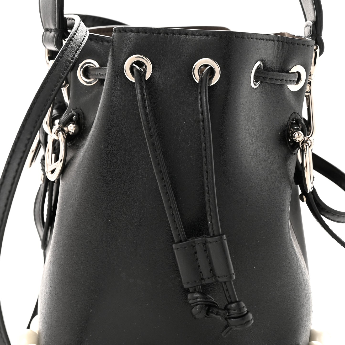 Vitello Liberty Pearl F is Fendi Mini Mon Tresor Bucket Bag Black