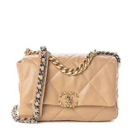 Chanel Lambskin Quilted Medium 19 Flap Dark Beige 1 of 9