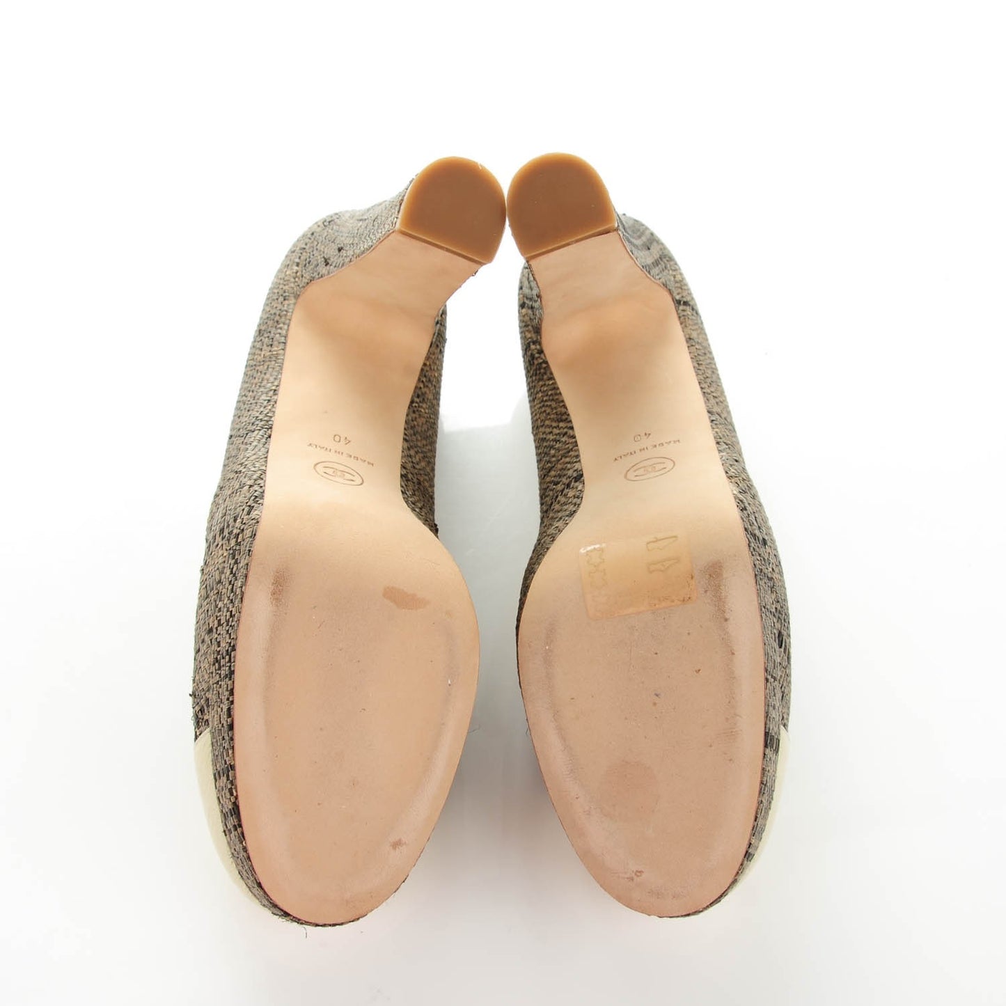 Tweed CC Cap Toe Pumps 40 Beige Gold
