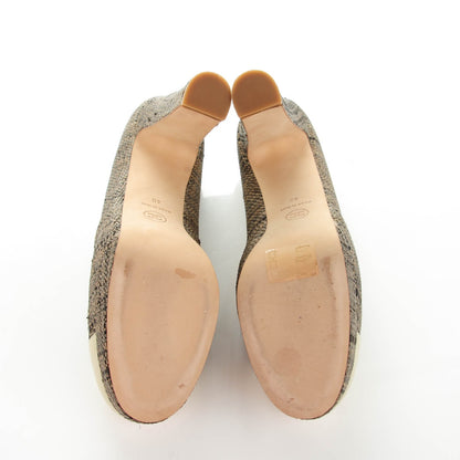 Chanel Tweed CC Cap Toe Pumps 40 Beige Gold 5 of 8