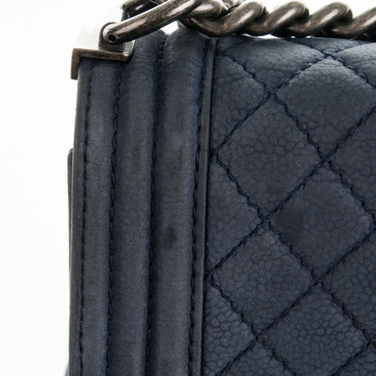 Chanel Iridescent Caviar Quilted Large Boy Flap Navy Blue 6 of 11