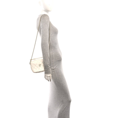 Chanel Caviar Quilted Hobo Clutch With Chain White 2 of 10