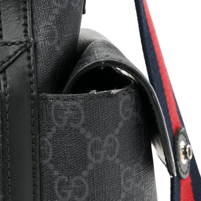 Gucci GG Supreme Monogram Web Messenger Diaper Bag Black Grey 22 of 26