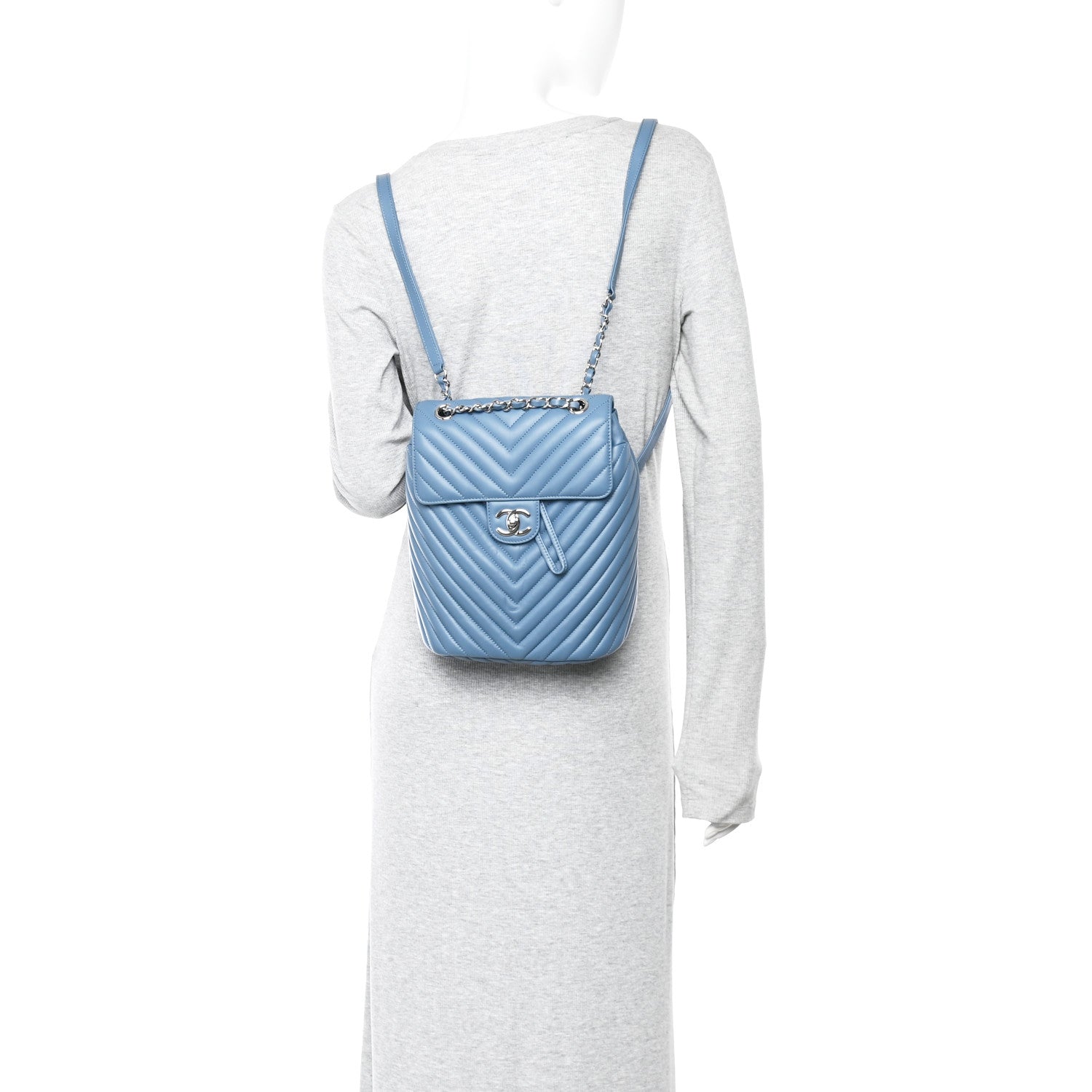 Chanel Calfskin Chevron Quilted Small Urban Spirit Backpack Blue 2 of 10