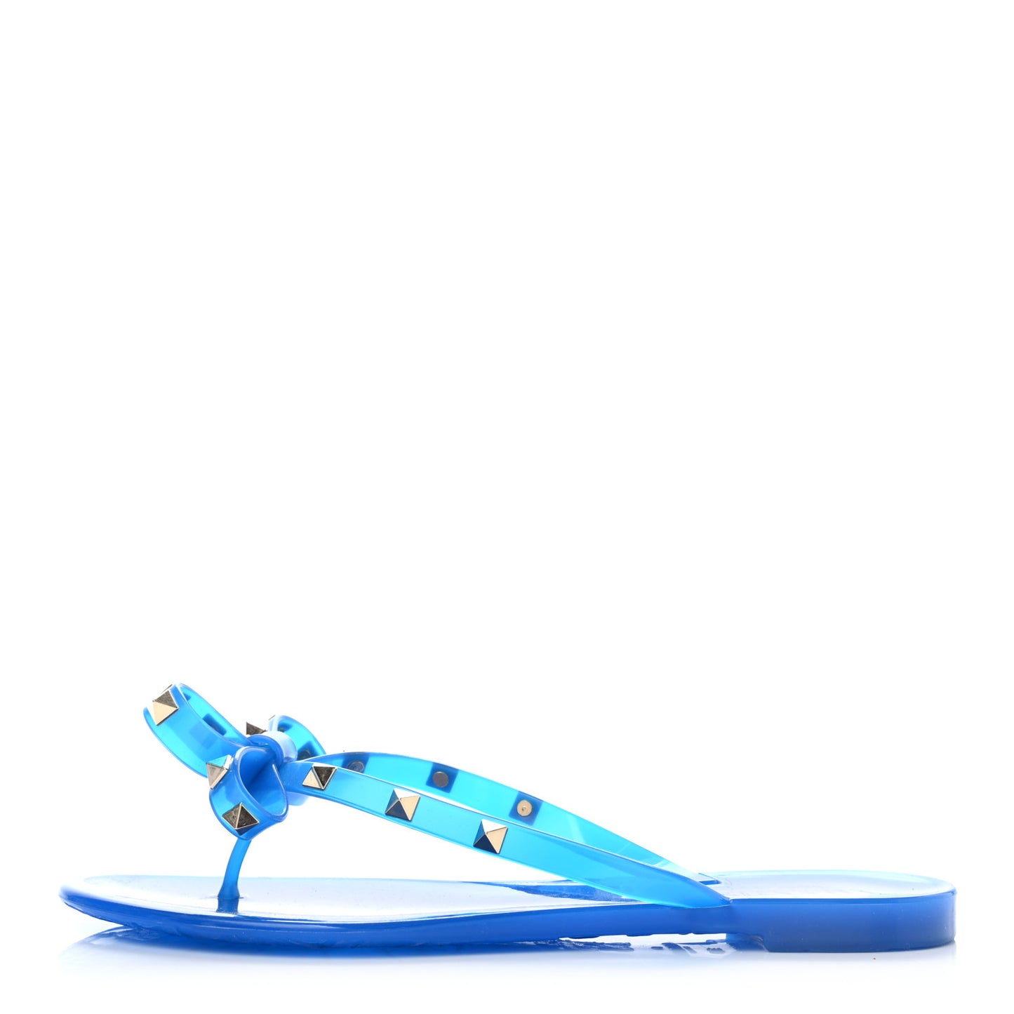 PVC Jelly Rockstud Bow Thong Sandals 38 Blue Fluo