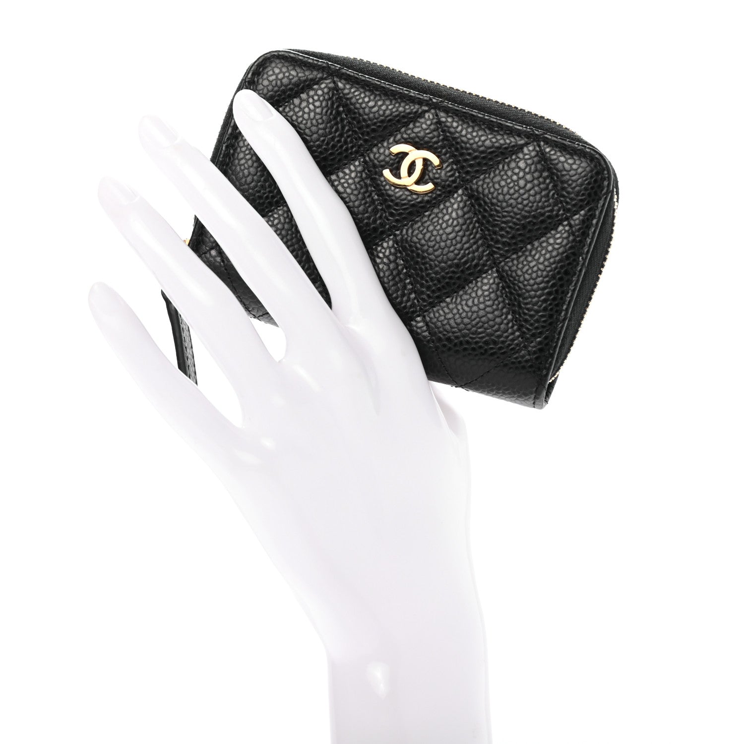 Chanel Caviar Quilted Zip Coin Purse Black 2 of 7