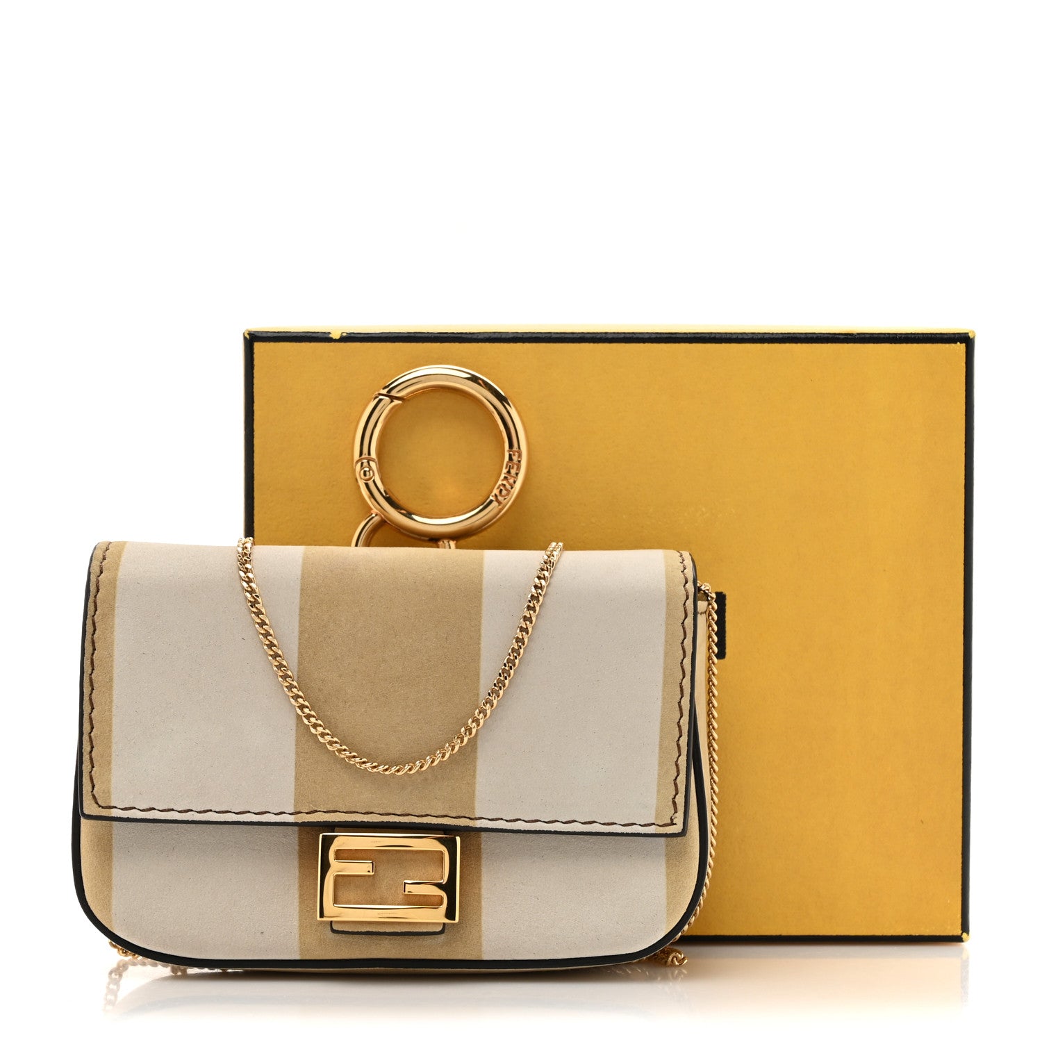 Fendi Nubuck Pequin Nano Baguette Charm Sand Tortora 13 of 13