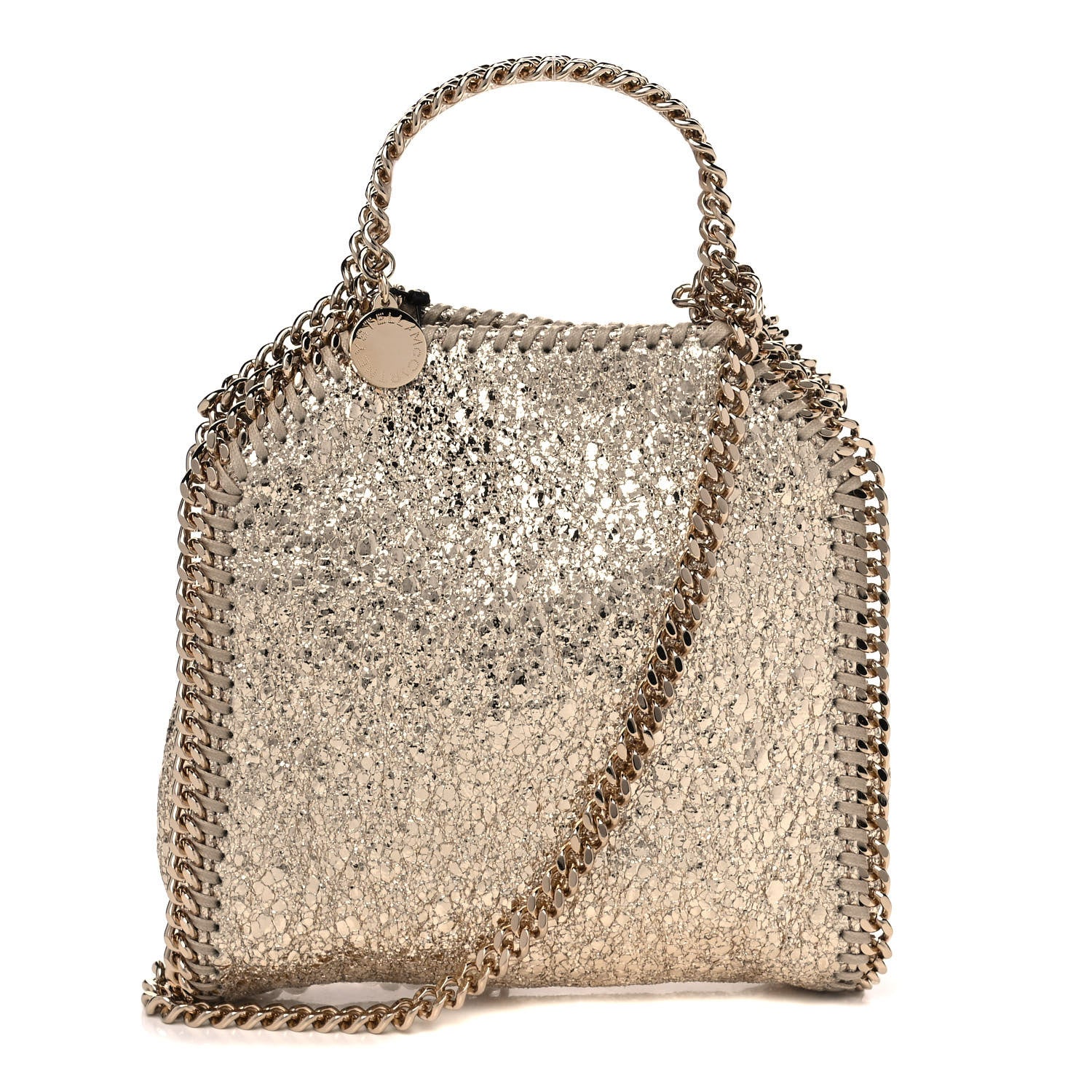 Stella McCartney Metallic Crackle Tiny Falabella Tote Gold 1 of 11