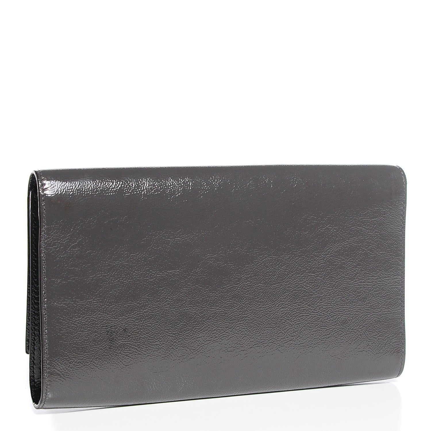 Saint Laurent Textured Patent Monogram Large Belle de Jour Clutch Grey 3 of 7