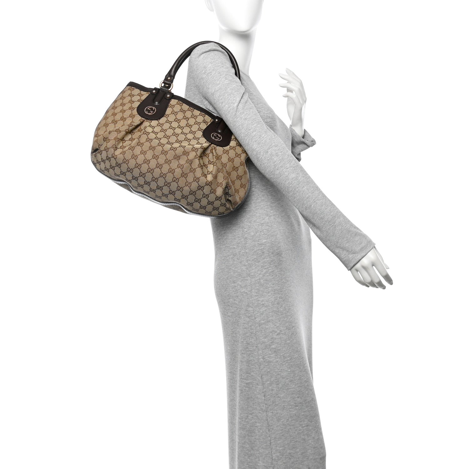 Gucci Monogram Medium Scarlett Studded Tote Dark Brown 2 of 14