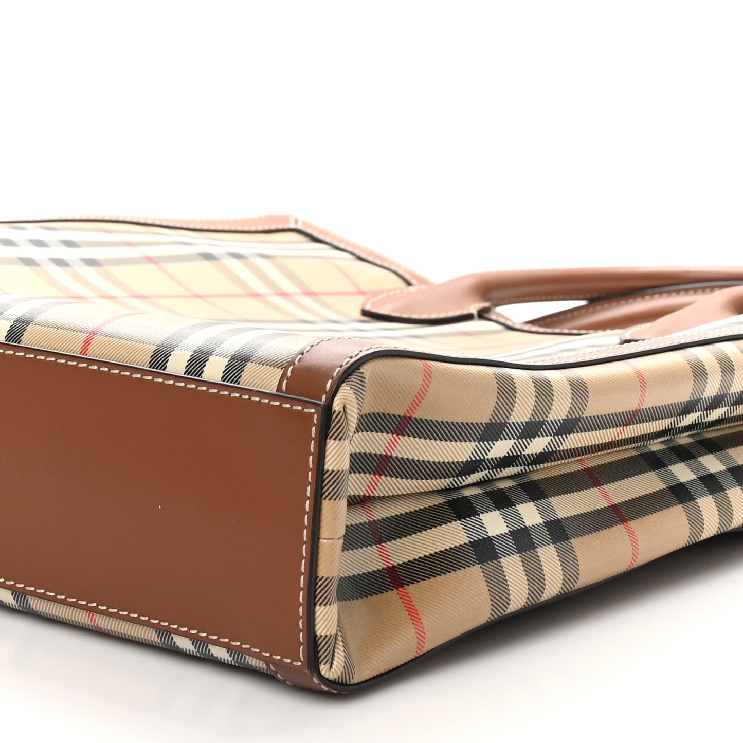 Vintage Check Calfskin Kane Tote Bag Beige Brown